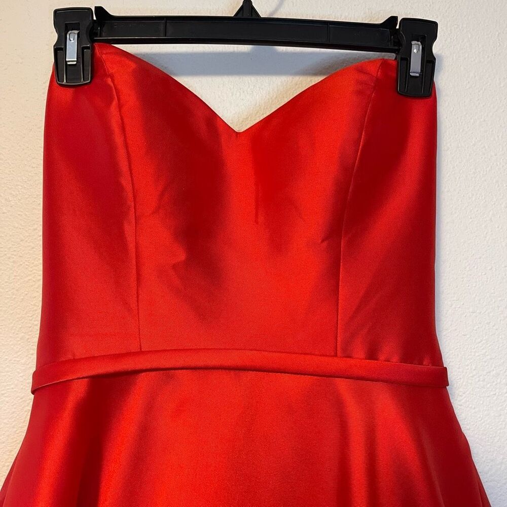 Ellie Wilde Mon Cheri Red Satin Corset Prom Pageant Ball Gown Size 6 - Picture 6 of 14